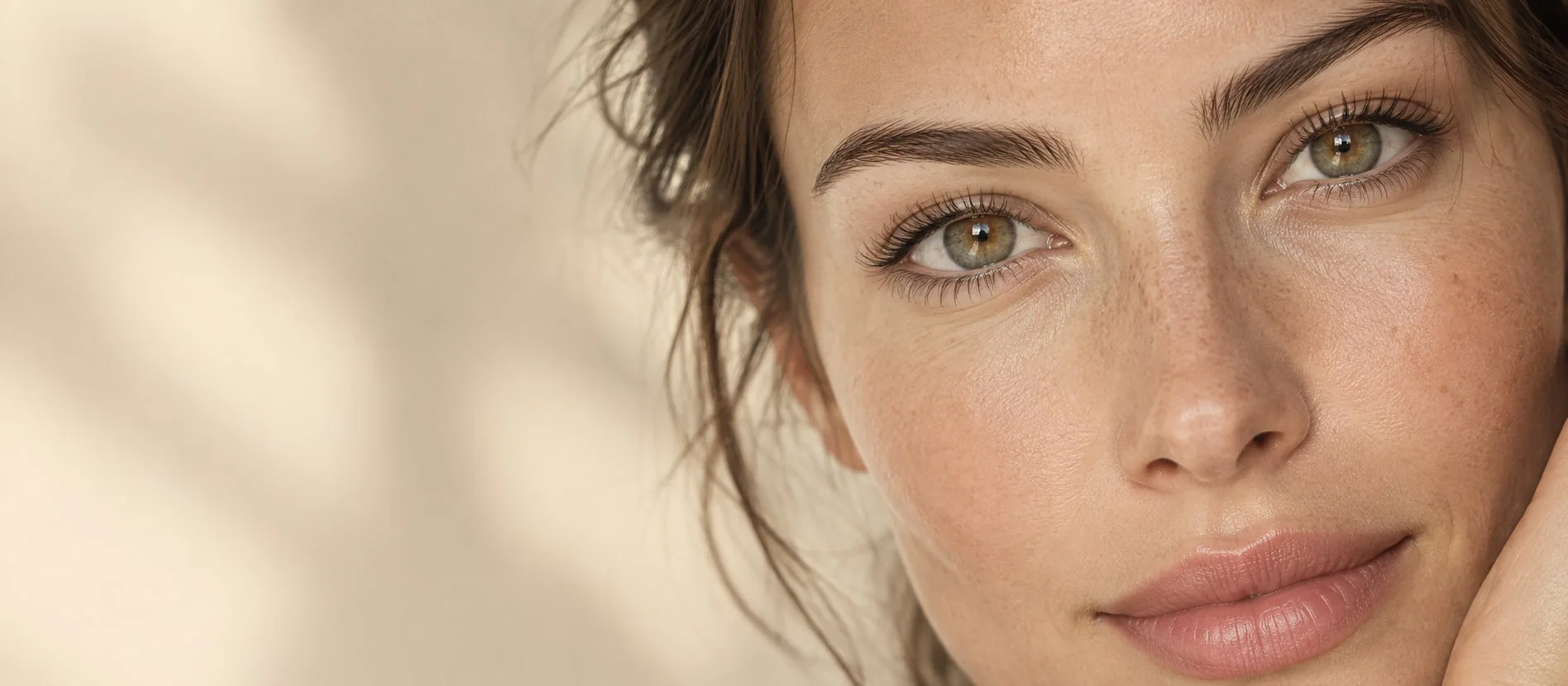 Close-up of healthy, conditioned eyelashes